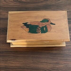 Handcrafted Vintage Wooden Mallard Box